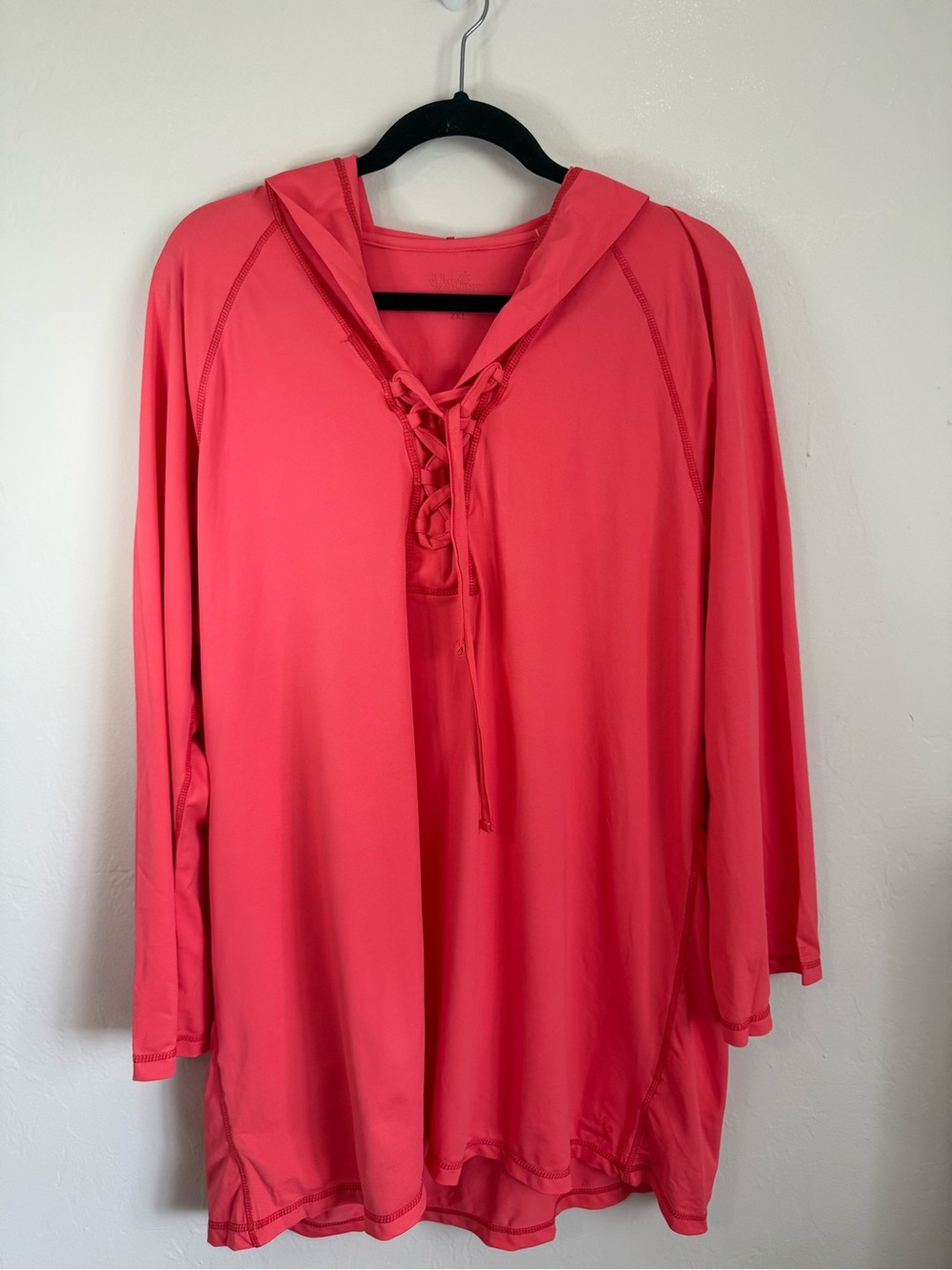 UV-Skinz UPF50+ Lace-Up Hooded Swim Coverup - Coral Pink